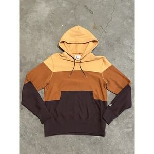 Champion X Todd Snyder Hoodie Mens M Orange Striped Pullover Fleece Sweatshirt